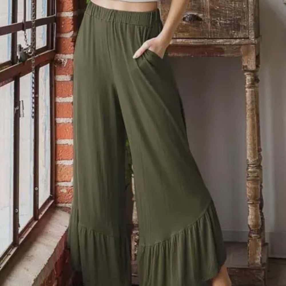HEIMISH USA Olive Wide-Leg Pants